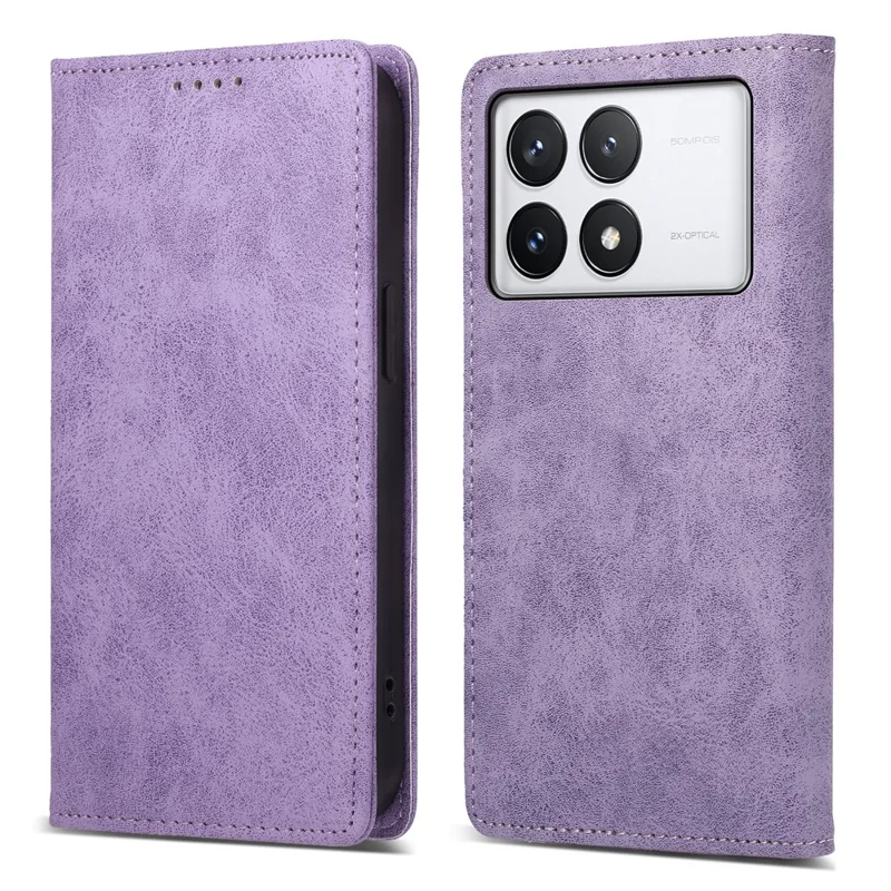 DF-05 For Xiaomi Poco X6 Pro 5G / Redmi K70E 5G Case RFID Blocking Leather Wallet Phone Cover - Purple