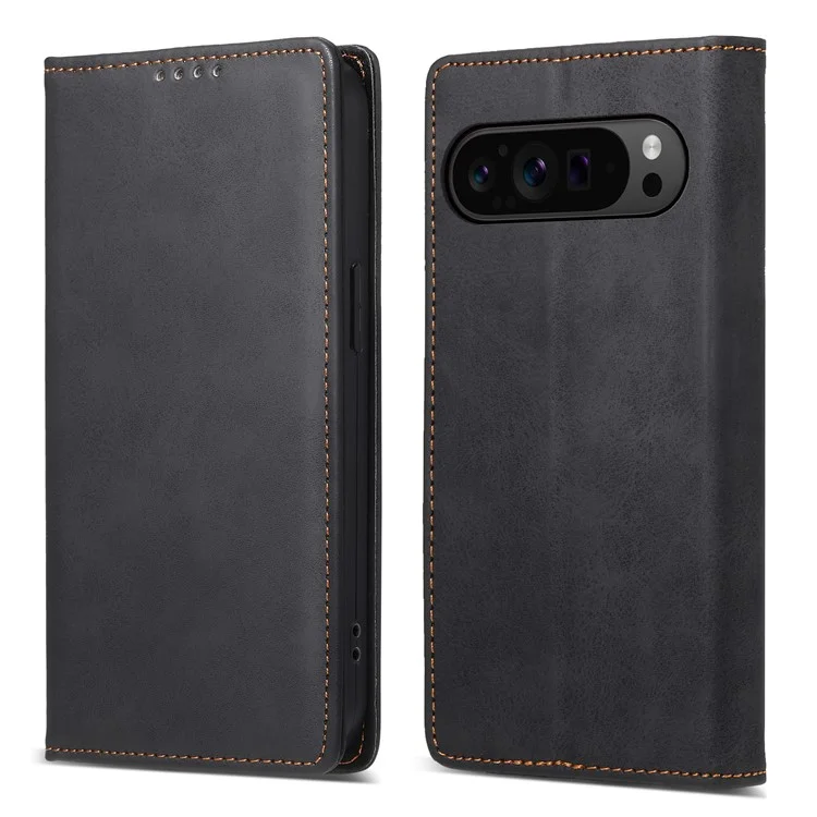 DF-05 Pour Google Pixel 9 Pro XL Étui Portefeuille Résistant aux Rayures en Cuir Flip Housse de Téléphone - Noir