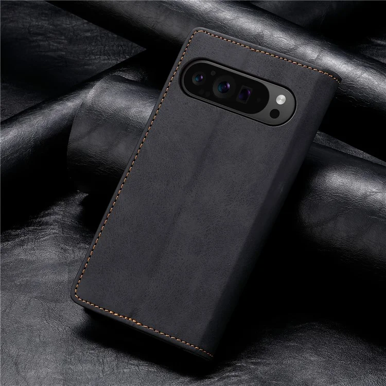 DF-05 Pour Google Pixel 9 Pro XL Étui Portefeuille Résistant aux Rayures en Cuir Flip Housse de Téléphone - Noir