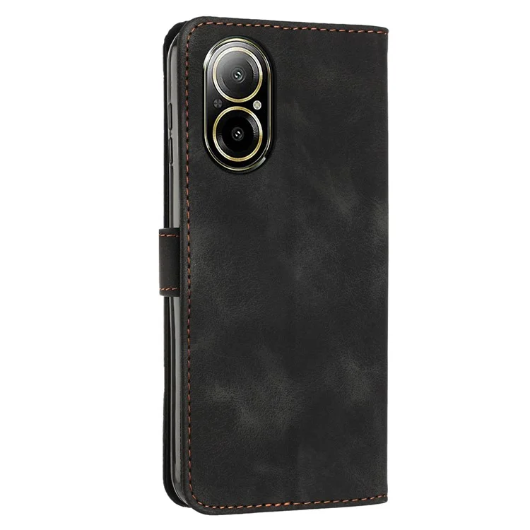 For Realme C67 4G Leather Flip Wallet Case Magnetic Card Slots Phone Cover - Black