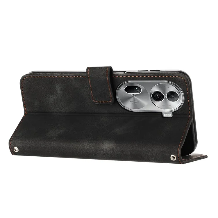 Para Oppo Reno11 Pro 5G (Global) / Reno11 (China) 5G Case Capa de Carteira com Padrão Triangular - Preto