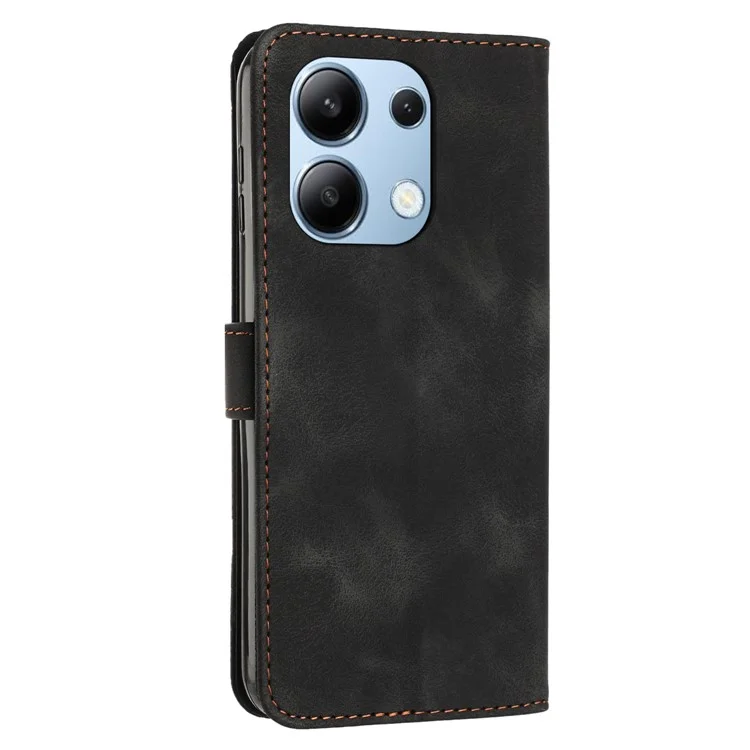 For Xiaomi Redmi Note 13 4G Case Triangle Imprinted Leather Shockproof Phone Cover - Black