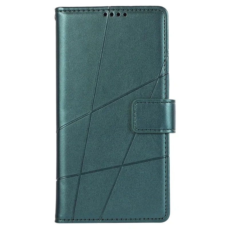 DF-06 For Realme 12 Pro 5G / 12 Pro+ 5G Wallet Case PU Leather Line Imprinted Flip Phone Cover - Green