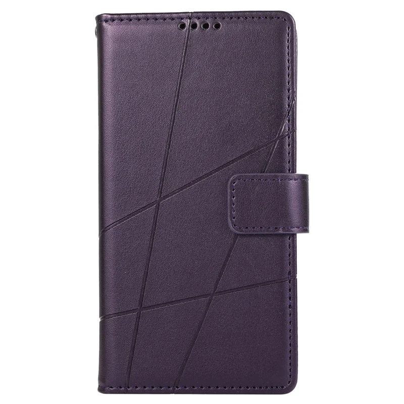 DF-06 For Realme 12 Pro 5G / 12 Pro+ 5G Wallet Case PU Leather Line Imprinted Flip Phone Cover - Purple