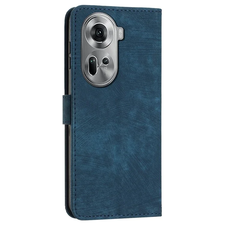 Para Oppo Reno11 5G (Global) Funda Cartera Línea Impresa Funda de Teléfono de Cuero - Zafiro