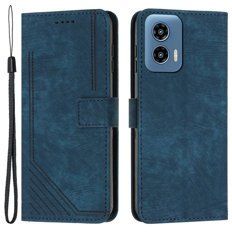 For Motorola Moto G45 5G / G34 5G Case Wallet PU Leather Skin-Feel Phone Cover - Sapphire