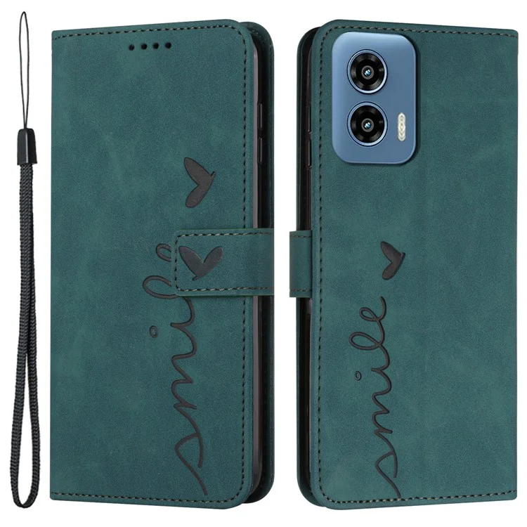 Per Motorola Moto G45 5G / G34 5G Phone Case Custodia in pelle PU a forma di cuore - Verde