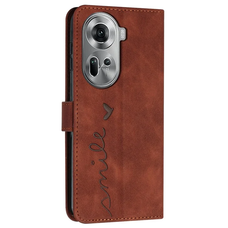 Para Oppo Reno11 5G (Global) Case Skin-touch PU Leather Phone Cover com Alça de Pulso - Marrom