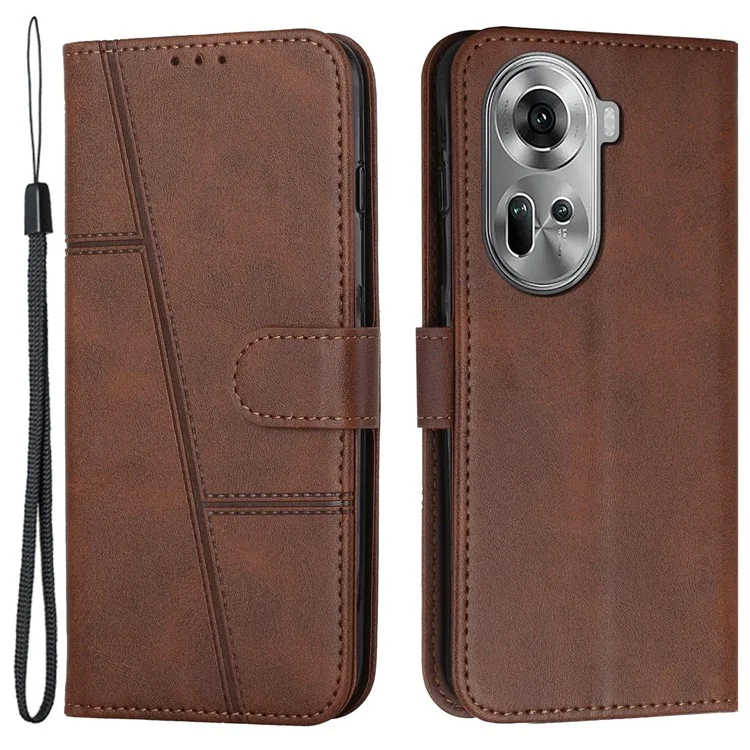 For Oppo Reno11 5G (Global) Case PU Leather Magnetic Buckle Wallet Phone Cover - Brown