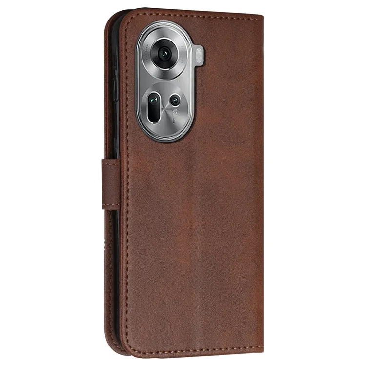 For Oppo Reno11 5G (Global) Case PU Leather Magnetic Buckle Wallet Phone Cover - Brown