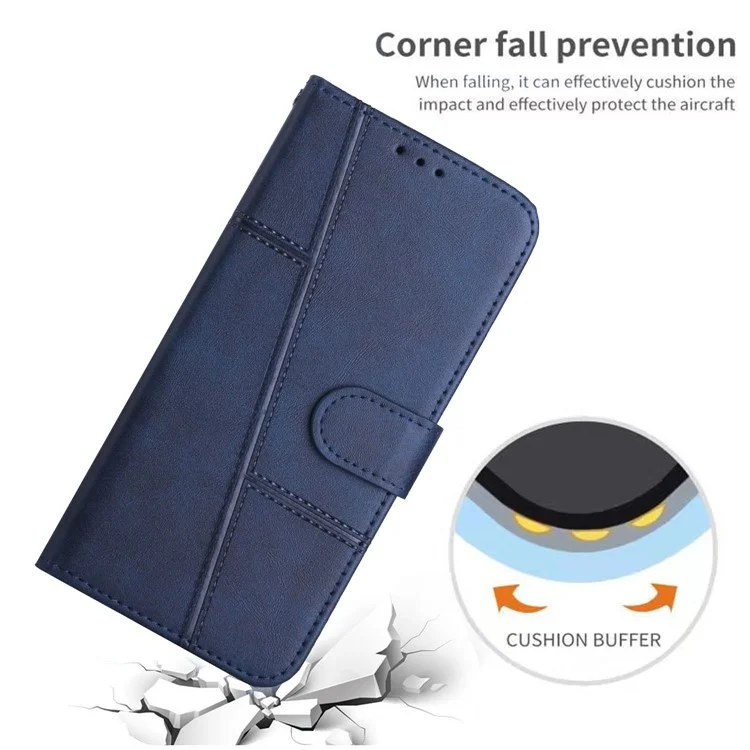 For Xiaomi Redmi Note 13 4G Case PU Leather+TPU Stand Magnetic Closure Shockproof Phone Cover - Sapphire