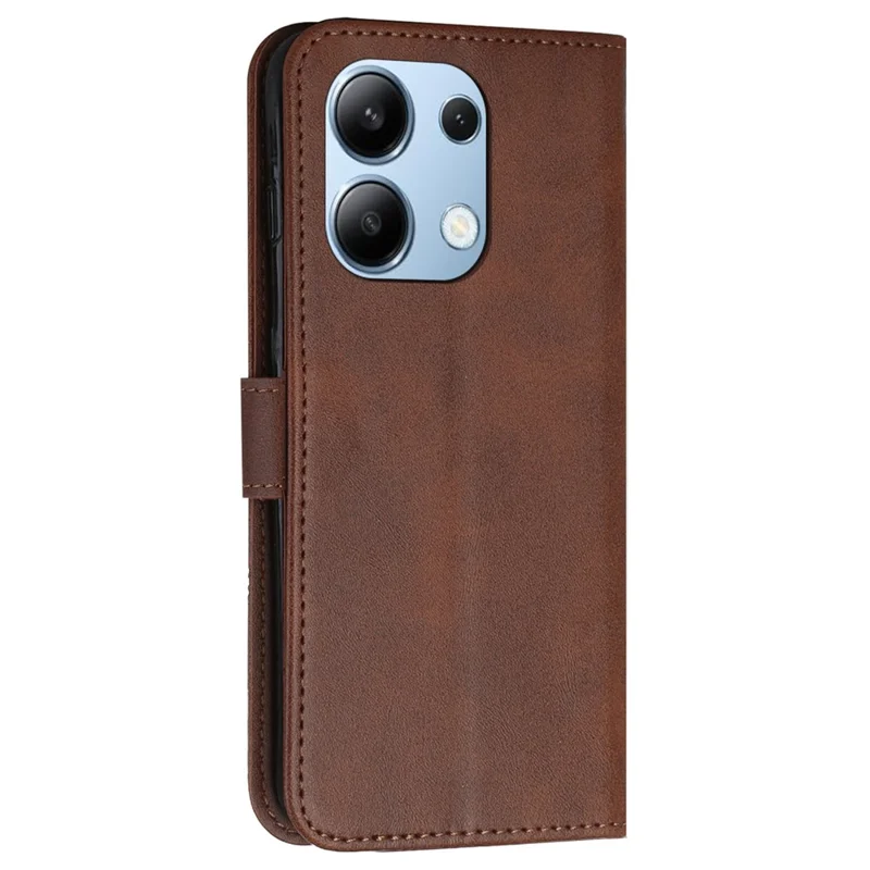 For Xiaomi Redmi Note 13 4G Case PU Leather+TPU Stand Magnetic Closure Shockproof Phone Cover - Brown