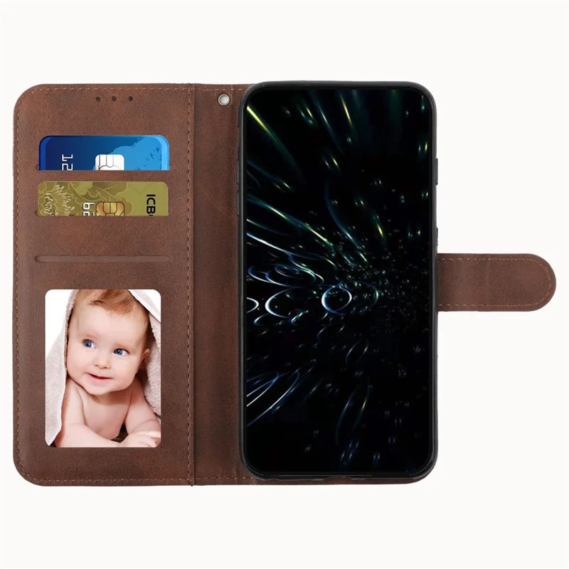 For Xiaomi Redmi Note 13 4G Case PU Leather+TPU Stand Magnetic Closure Shockproof Phone Cover - Brown