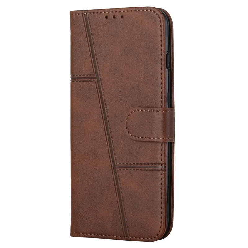 For Xiaomi Redmi Note 13 4G Case PU Leather+TPU Stand Magnetic Closure Shockproof Phone Cover - Brown