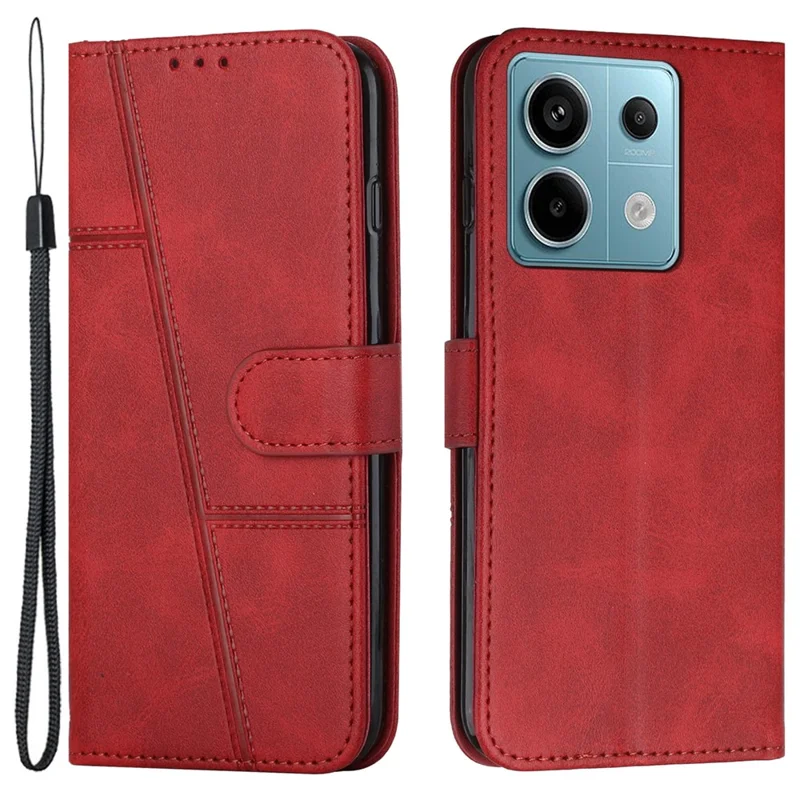 For Xiaomi Redmi Note 13 Pro 4G / Poco M6 Pro 4G Wallet Case PU Leather Flip Phone Cover - Red