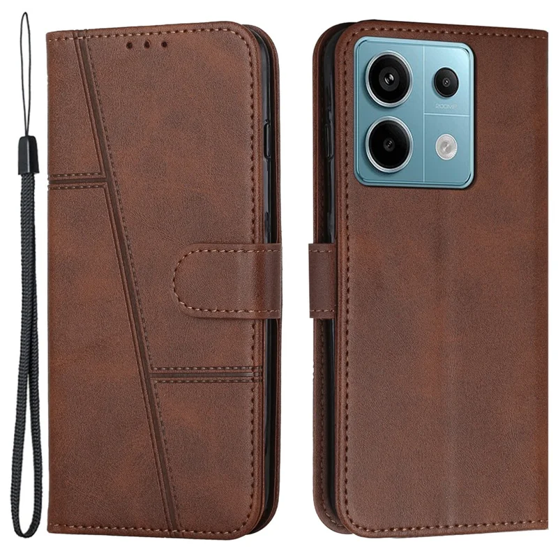 For Xiaomi Redmi Note 13 Pro 4G / Poco M6 Pro 4G Wallet Case PU Leather Flip Phone Cover - Brown