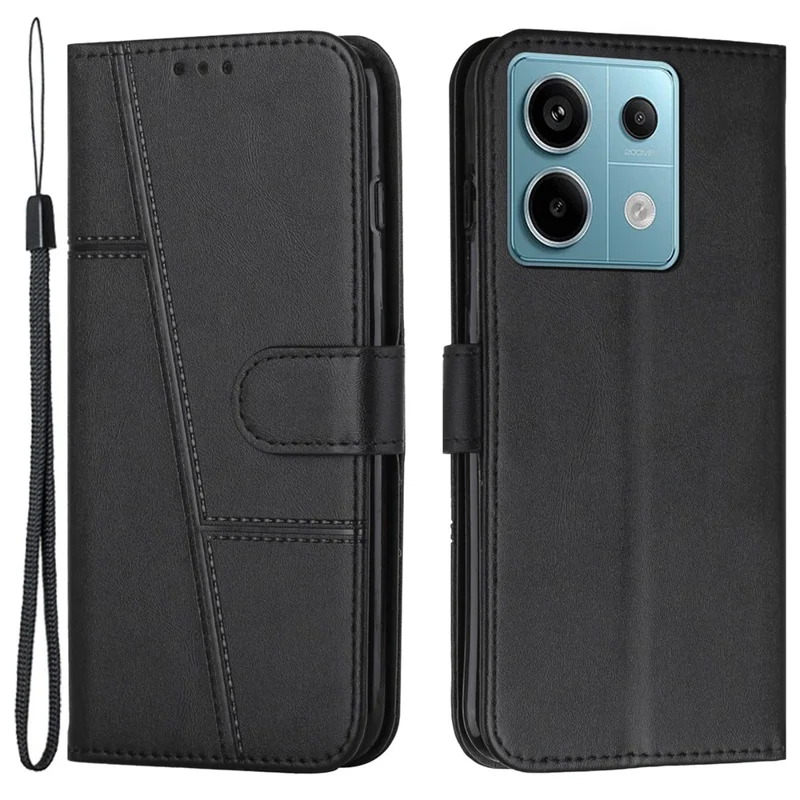 For Xiaomi Redmi Note 13 Pro 4G / Poco M6 Pro 4G Wallet Case PU Leather Flip Phone Cover - Black