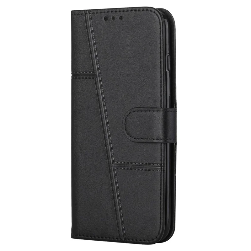 For Realme C67 4G Case Stitiching PU Leather Wallet Shockproof Phone Cover - Black