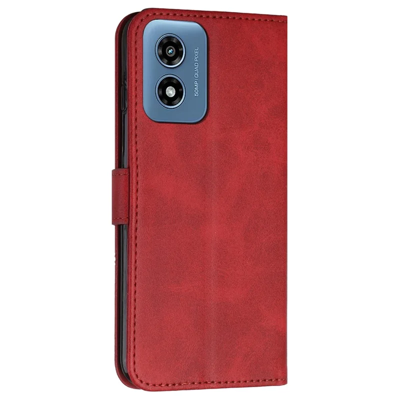For Motorola Moto E14 4G / G04 4G / G04s 4G / G24 4G Case Wallet Calf Texture PU Leather Stand Phone Cover - Red