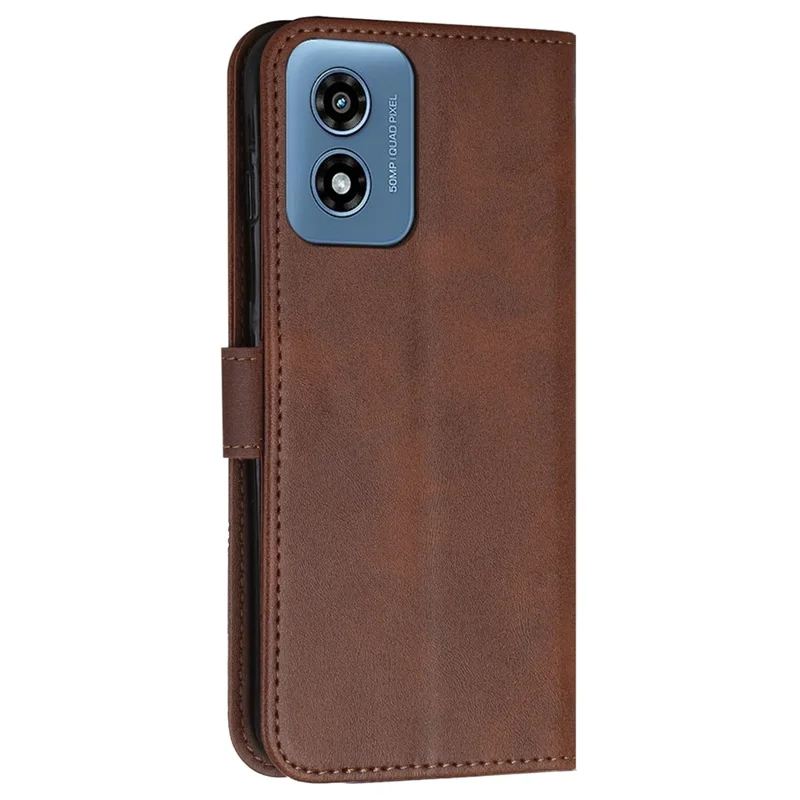 Für Motorola Moto E14 4G / G04 4G / G04s 4G / G24 4G Etui Wallet Kalbleder Textur PU Leder Stand Handyhülle - Braun