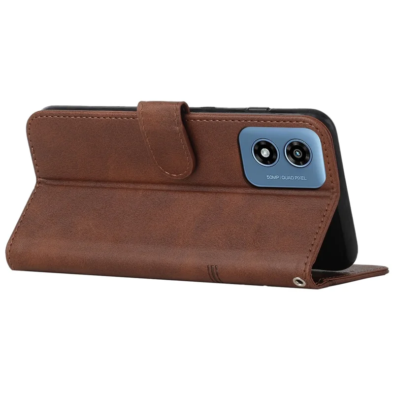 Für Motorola Moto E14 4G / G04 4G / G04s 4G / G24 4G Etui Wallet Kalbleder Textur PU Leder Stand Handyhülle - Braun
