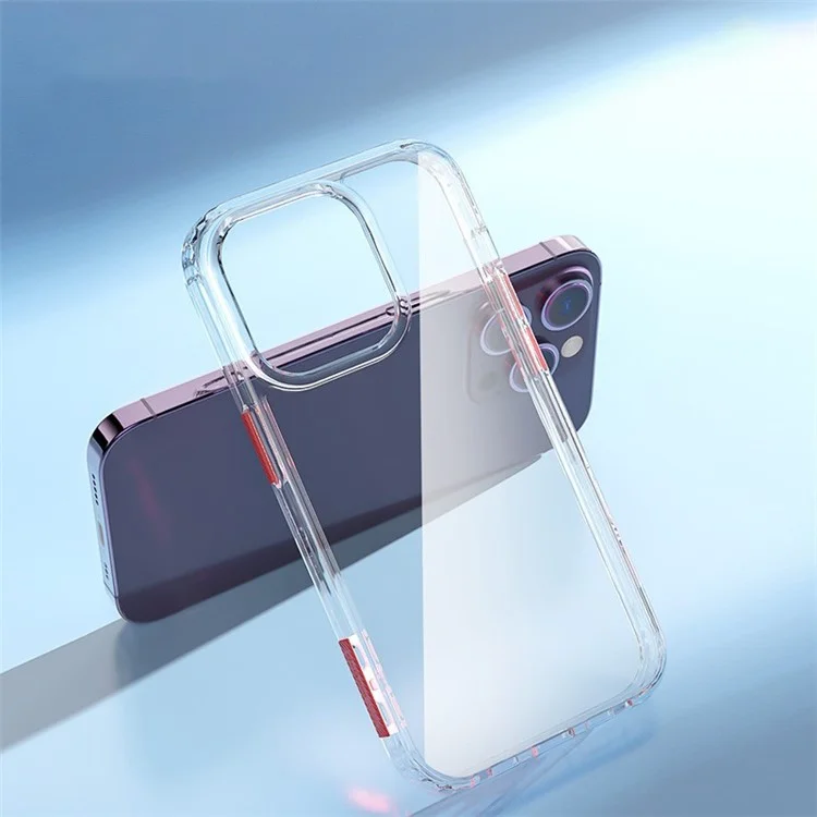 Q.COO Série Crystal pour iPhone 14 Pro Max Étui Transparent Protecteur en PC+TPU - Noir Transparent