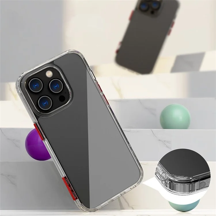 q. Serie Coo Crystal Para Iphone 13 Pro Case Clear Design PC+TPU Drop Protection Cover - Negro Transparente