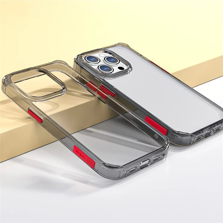 Q.COO Crystal Series para Funda de iPhone 13 Pro Diseño Transparente PC+TPU Protección contra Caídas Cubierta de Teléfono - Negro Transparente