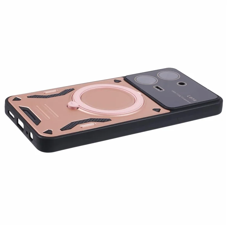 Para Vivo Y36 5G (Global) / Y36 4G (Global) Caixa de Telefone PC+TPU Tampa Com Kickstand de Anel Magnético Rotativo - Rosa Ouro