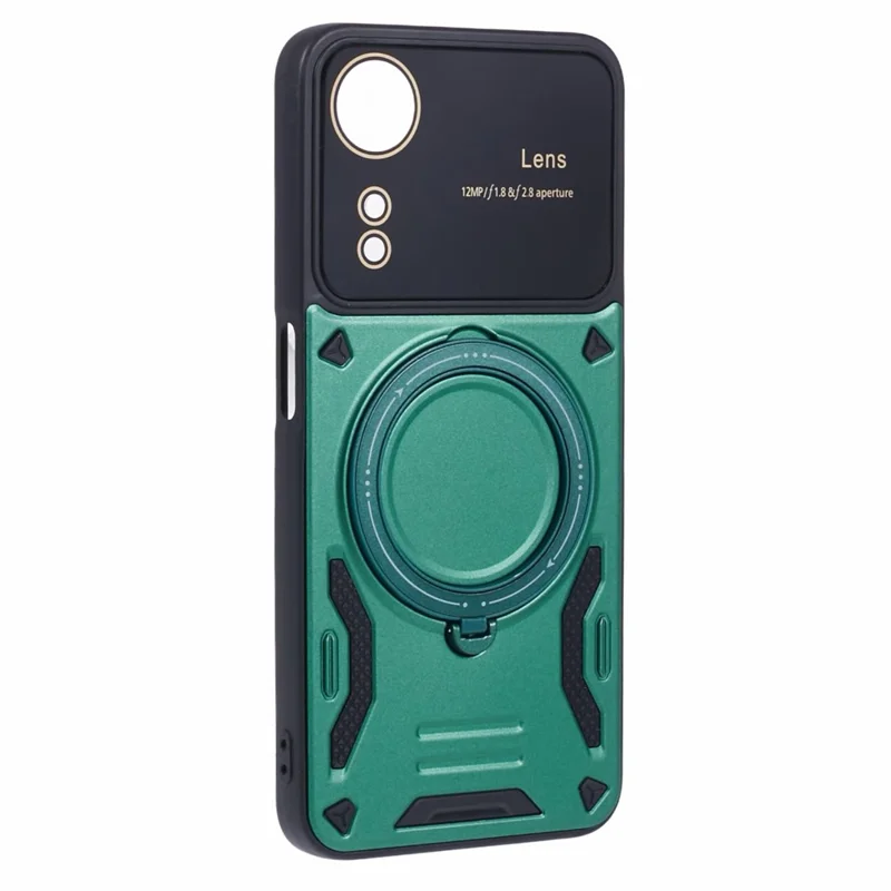 For Oppo A78 4G Magnetic Phone Case PC+TPU Anti-scratch Cover with Kickstand - Green