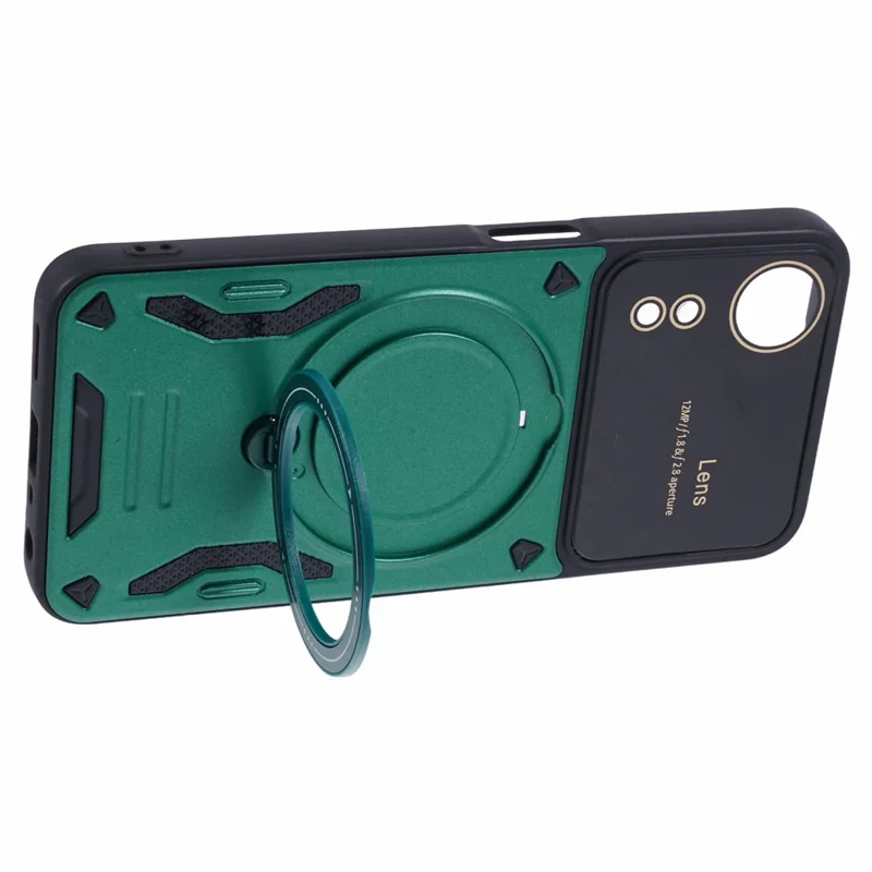 For Oppo A78 4G Magnetic Phone Case PC+TPU Anti-scratch Cover with Kickstand - Green