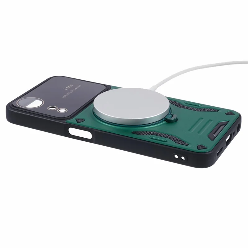 For Oppo A78 4G Magnetic Phone Case PC+TPU Anti-scratch Cover with Kickstand - Green