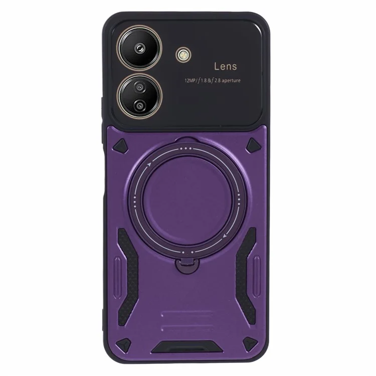 For Xiaomi Redmi 13C 4G / Poco C65 4G Kickstand Case PC+TPU Back Phone Cover Compatible with MagSafe - Purple