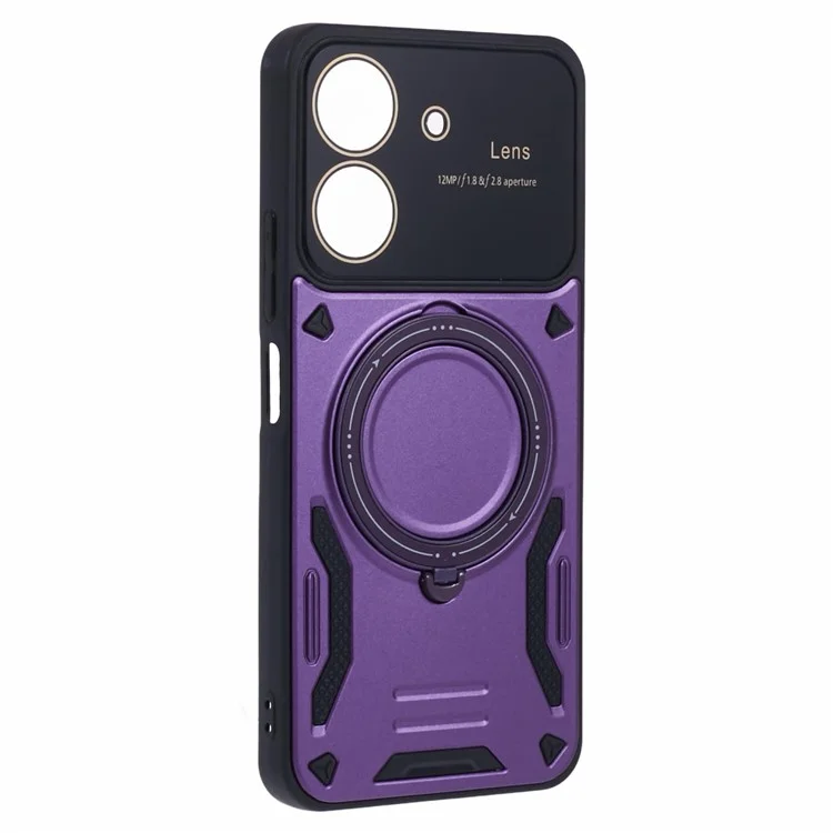 For Xiaomi Redmi 13C 4G / Poco C65 4G Kickstand Case PC+TPU Back Phone Cover Compatible with MagSafe - Purple