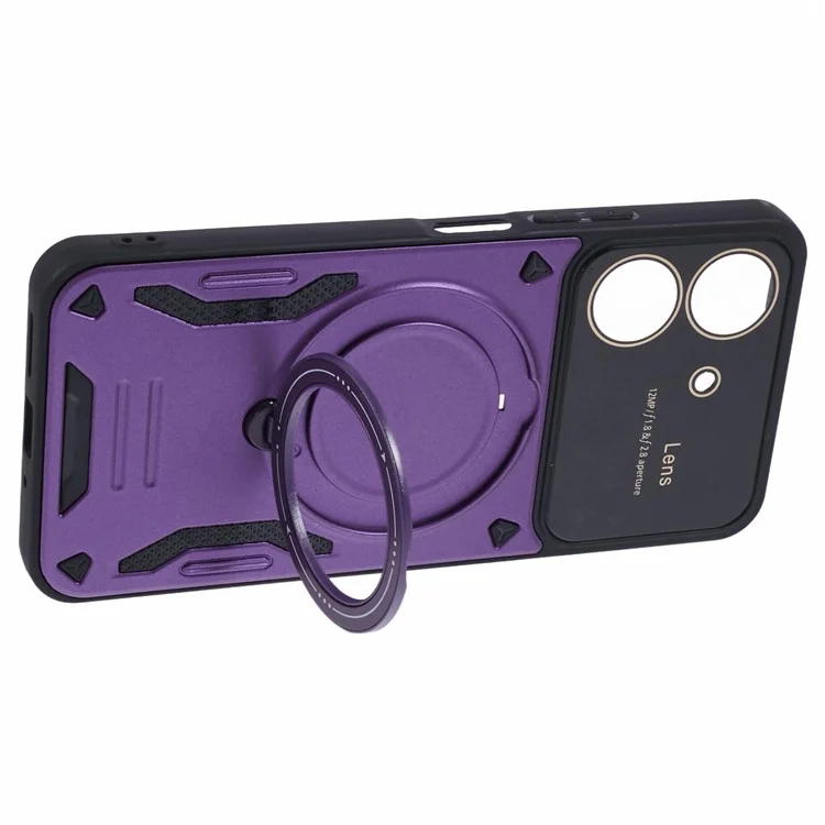 For Xiaomi Redmi 13C 4G / Poco C65 4G Kickstand Case PC+TPU Back Phone Cover Compatible with MagSafe - Purple