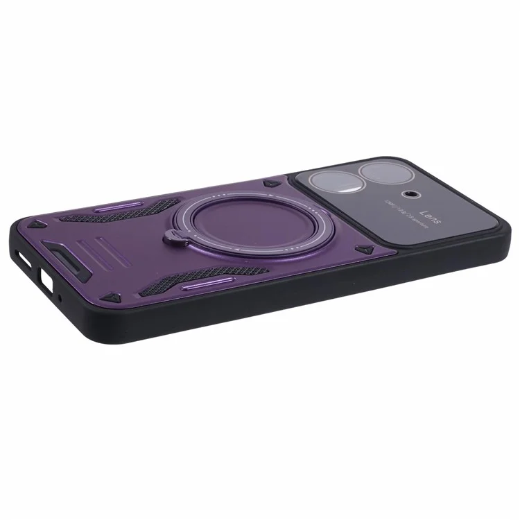 For Xiaomi Redmi 13C 4G / Poco C65 4G Kickstand Case PC+TPU Back Phone Cover Compatible with MagSafe - Purple