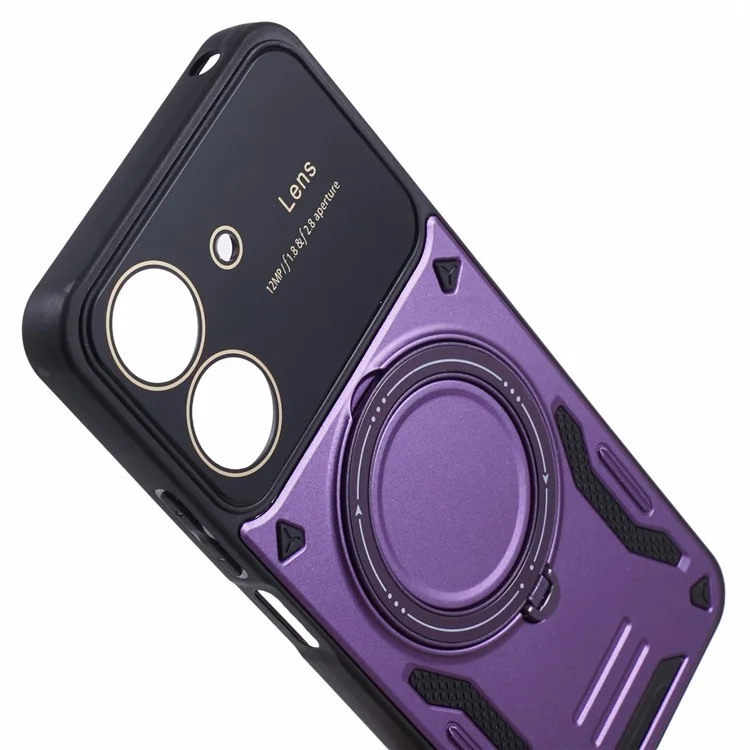 For Xiaomi Redmi 13C 4G / Poco C65 4G Kickstand Case PC+TPU Back Phone Cover Compatible with MagSafe - Purple