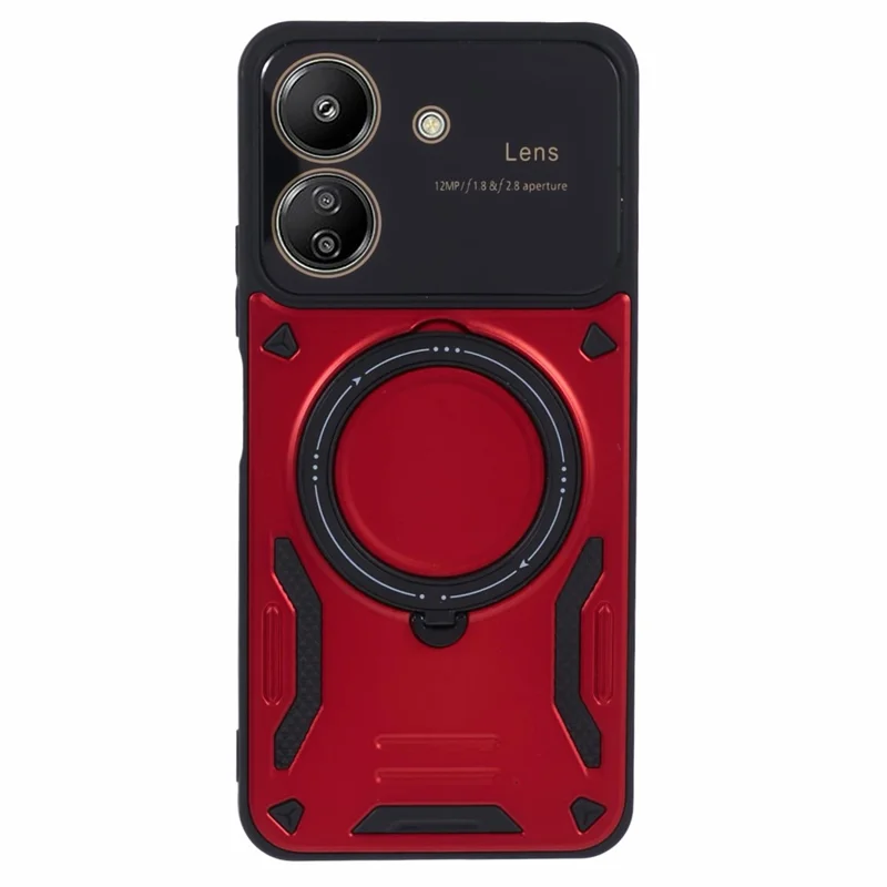 Для Xiaomi Redmi 13C 4G / Poco C65 4G Kickstand Case PC+TPU Задняя крышка телефона Совместимый с MagSafe - Красный