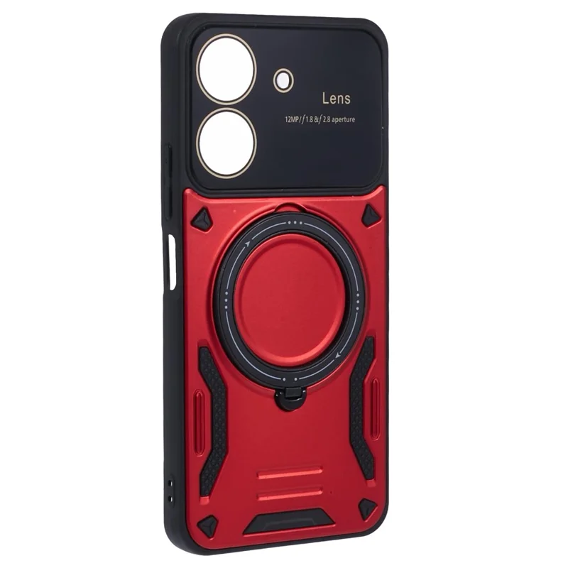 Для Xiaomi Redmi 13C 4G / Poco C65 4G Kickstand Case PC+TPU Задняя крышка телефона Совместимый с MagSafe - Красный