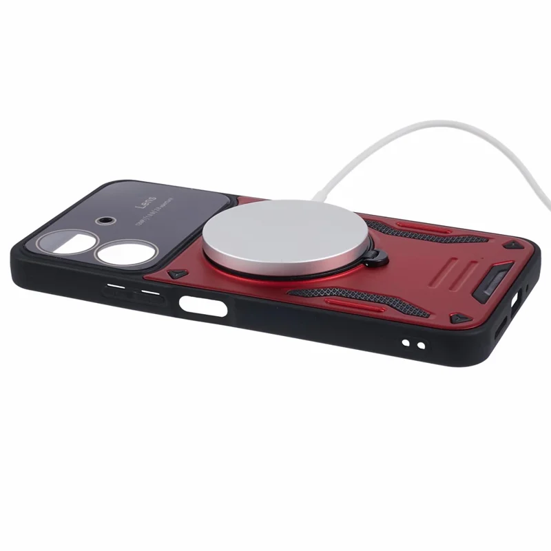 Для Xiaomi Redmi 13C 4G / Poco C65 4G Kickstand Case PC+TPU Задняя крышка телефона Совместимый с MagSafe - Красный