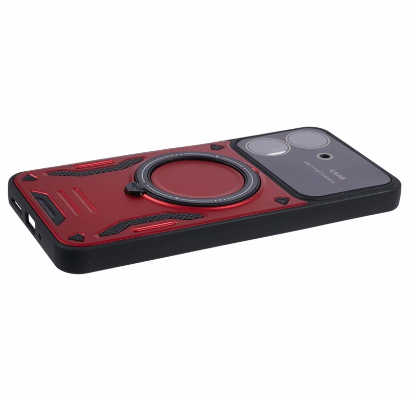 Для Xiaomi Redmi 13C 4G / Poco C65 4G Kickstand Case PC+TPU Задняя крышка телефона Совместимый с MagSafe - Красный