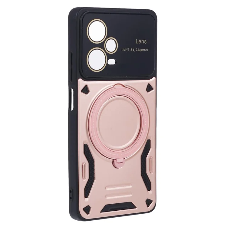 For Xiaomi Redmi Note 12 Pro+ 5G Case PC+TPU Kickstand Phone Cover Compatible with MagSafe - Rose Gold