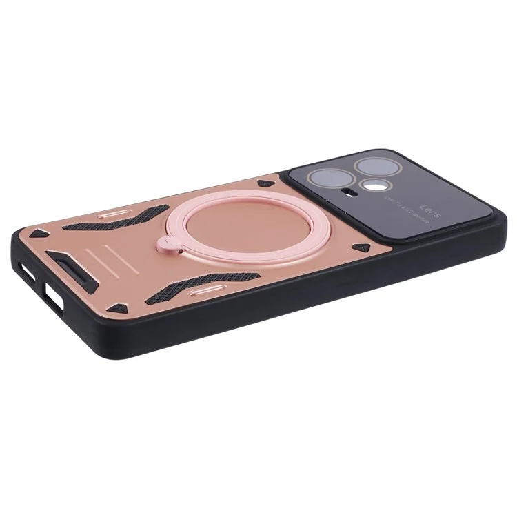 For Xiaomi Redmi Note 12 Pro+ 5G Case PC+TPU Kickstand Phone Cover Compatible with MagSafe - Rose Gold