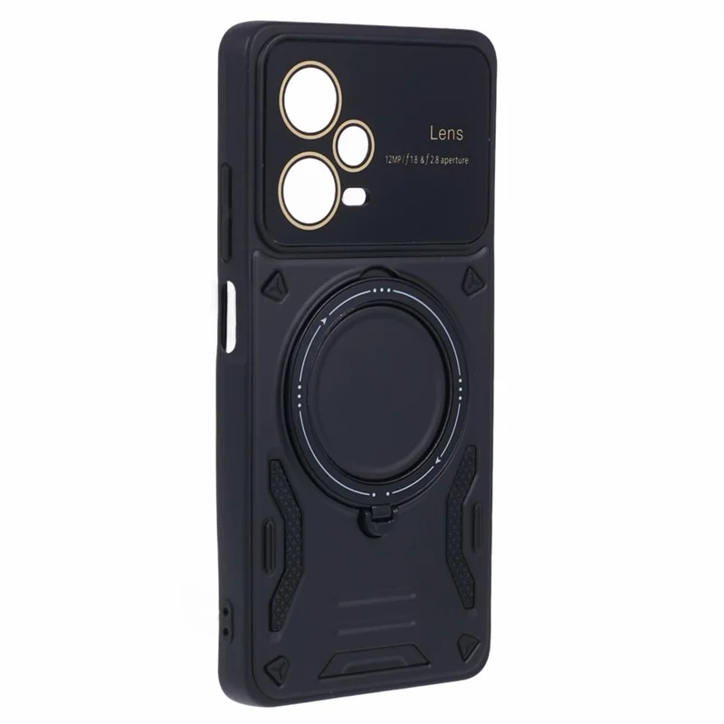 For Xiaomi Redmi Note 12 Pro+ 5G Case PC+TPU Kickstand Phone Cover Magnetic Case - Black