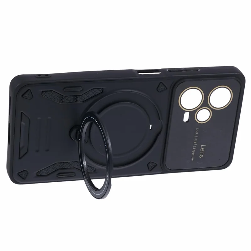 For Xiaomi Redmi Note 12 Pro+ 5G Case PC+TPU Kickstand Phone Cover Magnetic Case - Black