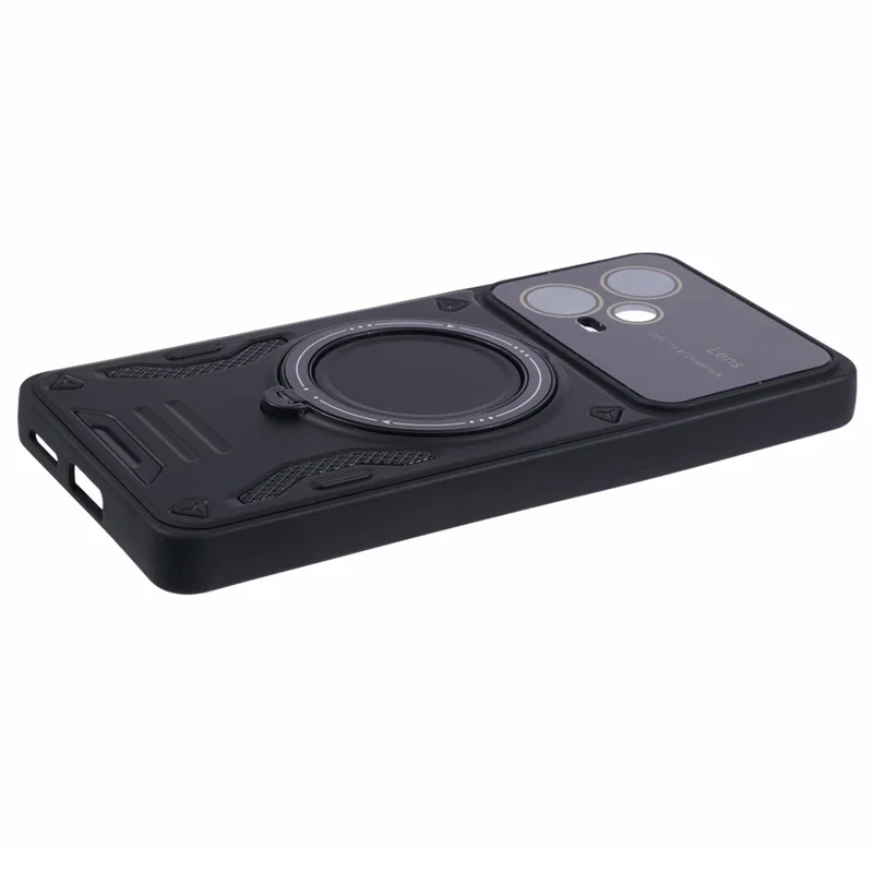 For Xiaomi Redmi Note 12 Pro+ 5G Case PC+TPU Kickstand Phone Cover Magnetic Case - Black