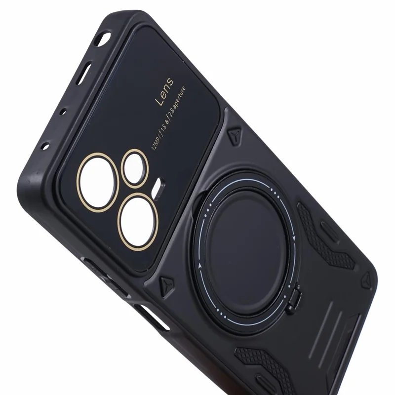 For Xiaomi Redmi Note 12 Pro+ 5G Case PC+TPU Kickstand Phone Cover Magnetic Case - Black
