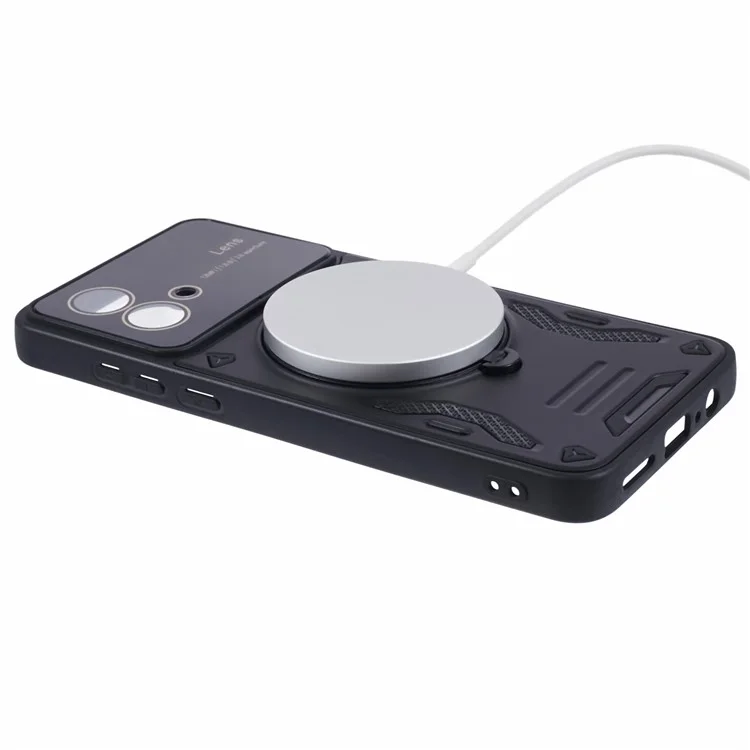 Для Motorola Moto G84 5G, задняя крышка, совместимая с MagSafe, PC+TPU, чехол с подставкой, цвет черный