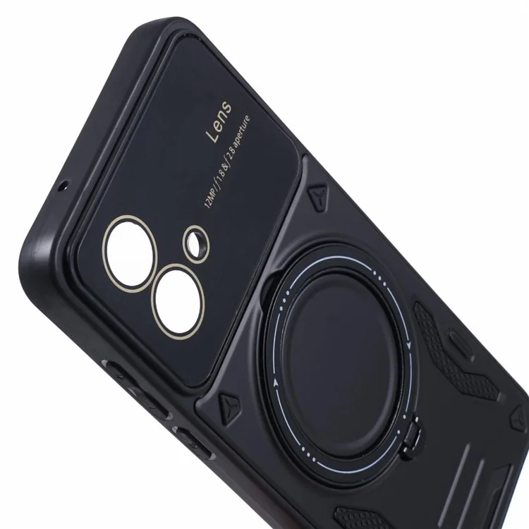 Для Motorola Moto G84 5G, задняя крышка, совместимая с MagSafe, PC+TPU, чехол с подставкой, цвет черный