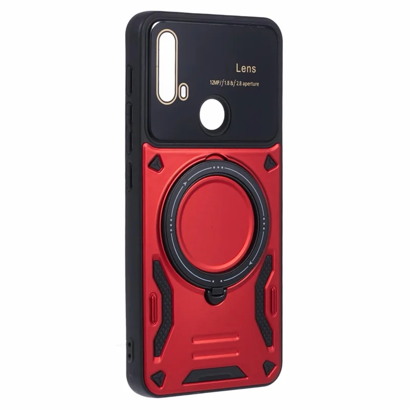 For Motorola Moto E20 Case Magnetic Case PC+TPU Kickstand Phone Cases - Red